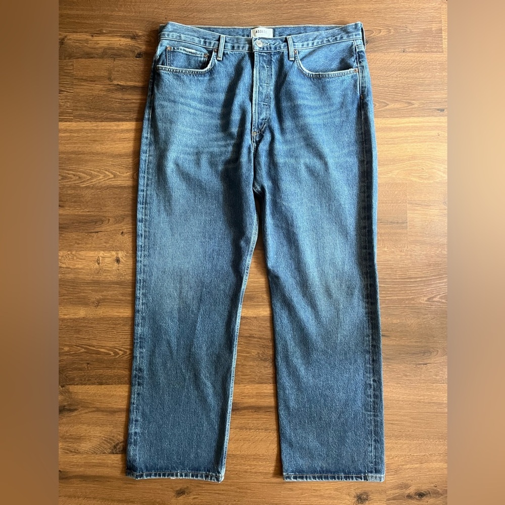 Agolde Blue Straight Leg Jeans